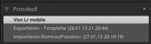 Lightroom Protokoll